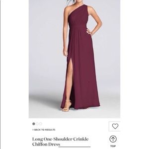 David’s Bridal Long one shoulder crinkle dress